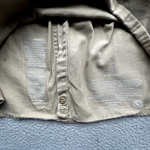 Lapco FR 7 oz Uniform Shirt Mens Large Khaki Flame-Resistant Cotton Twill IKH7 - Picture 10 of 11
